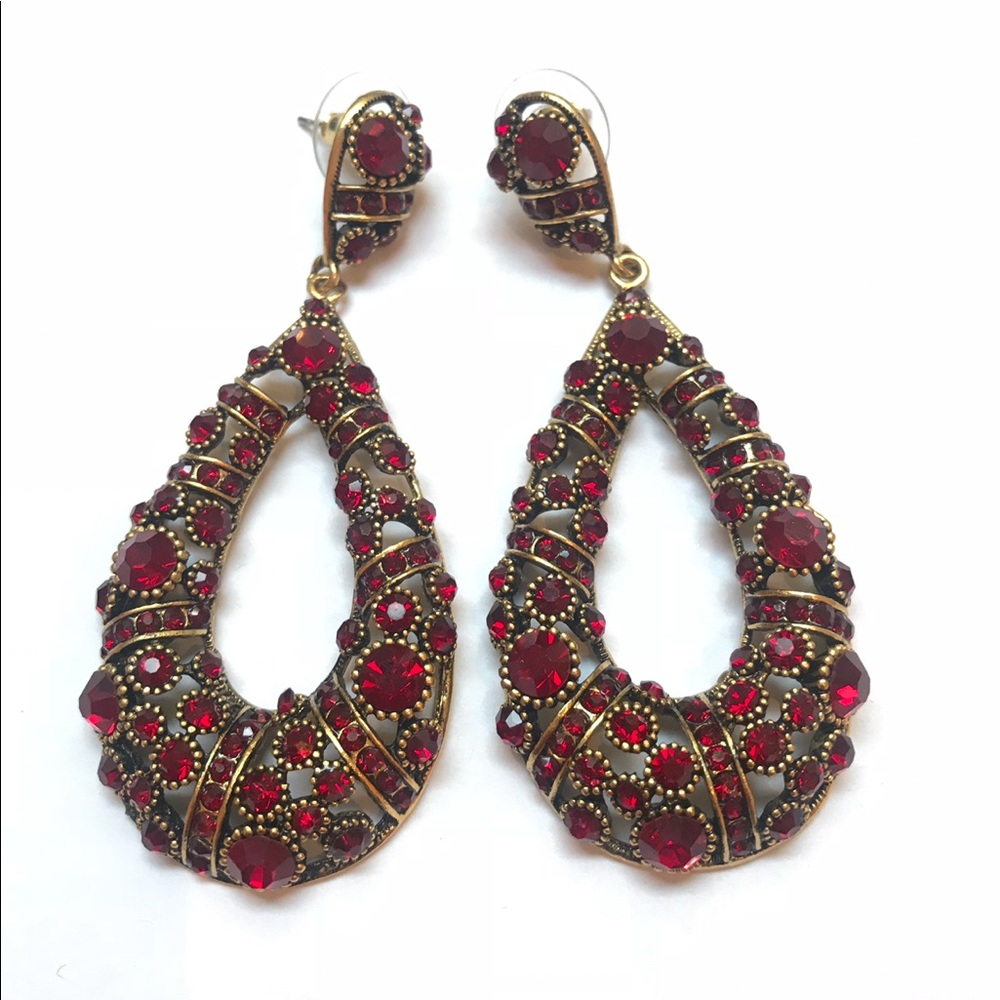 Beautiful red ruby teardrop earrings